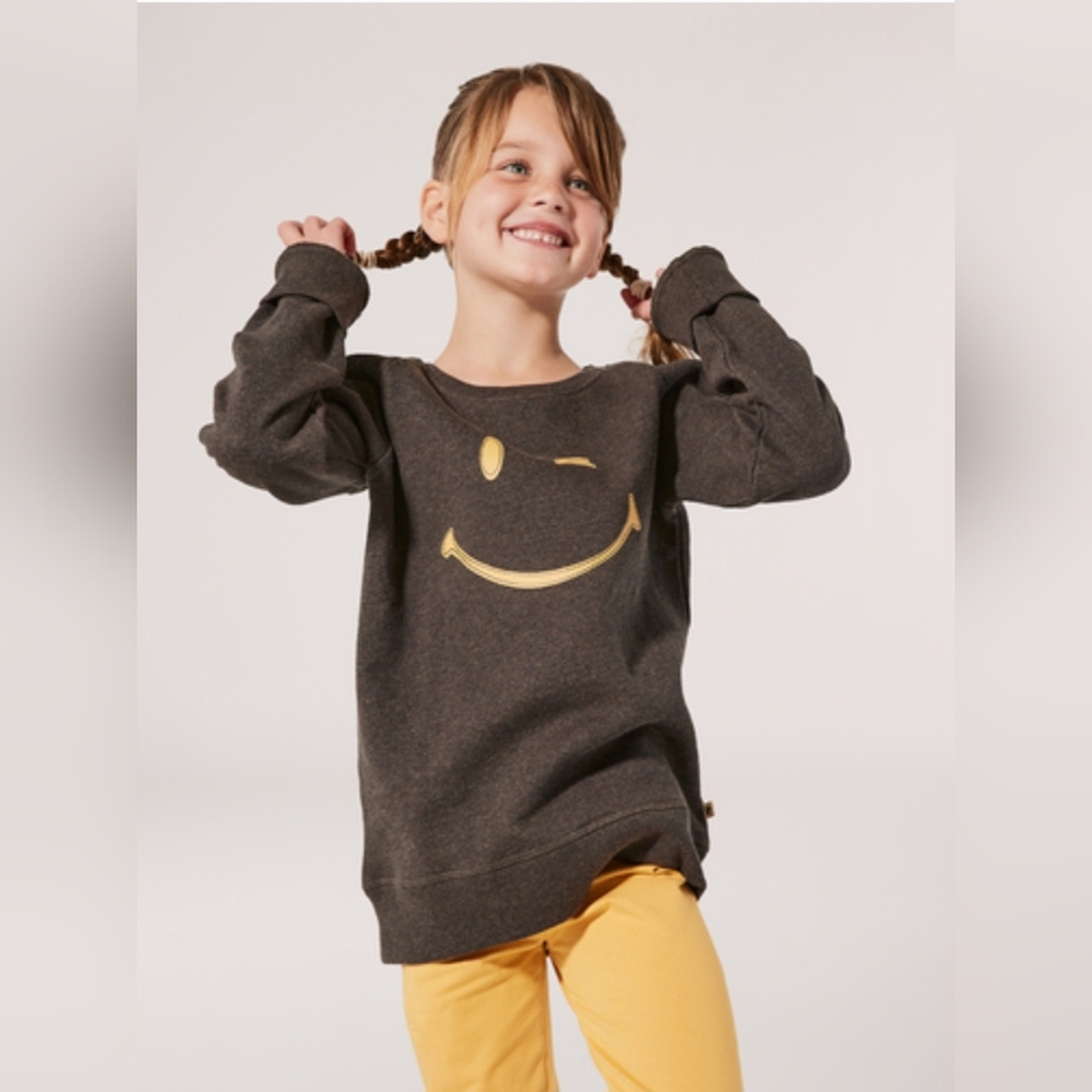 💥PACT Kid's Winky Face Graphic Sweatshirt 8/9💥100% Organic Cotton💥